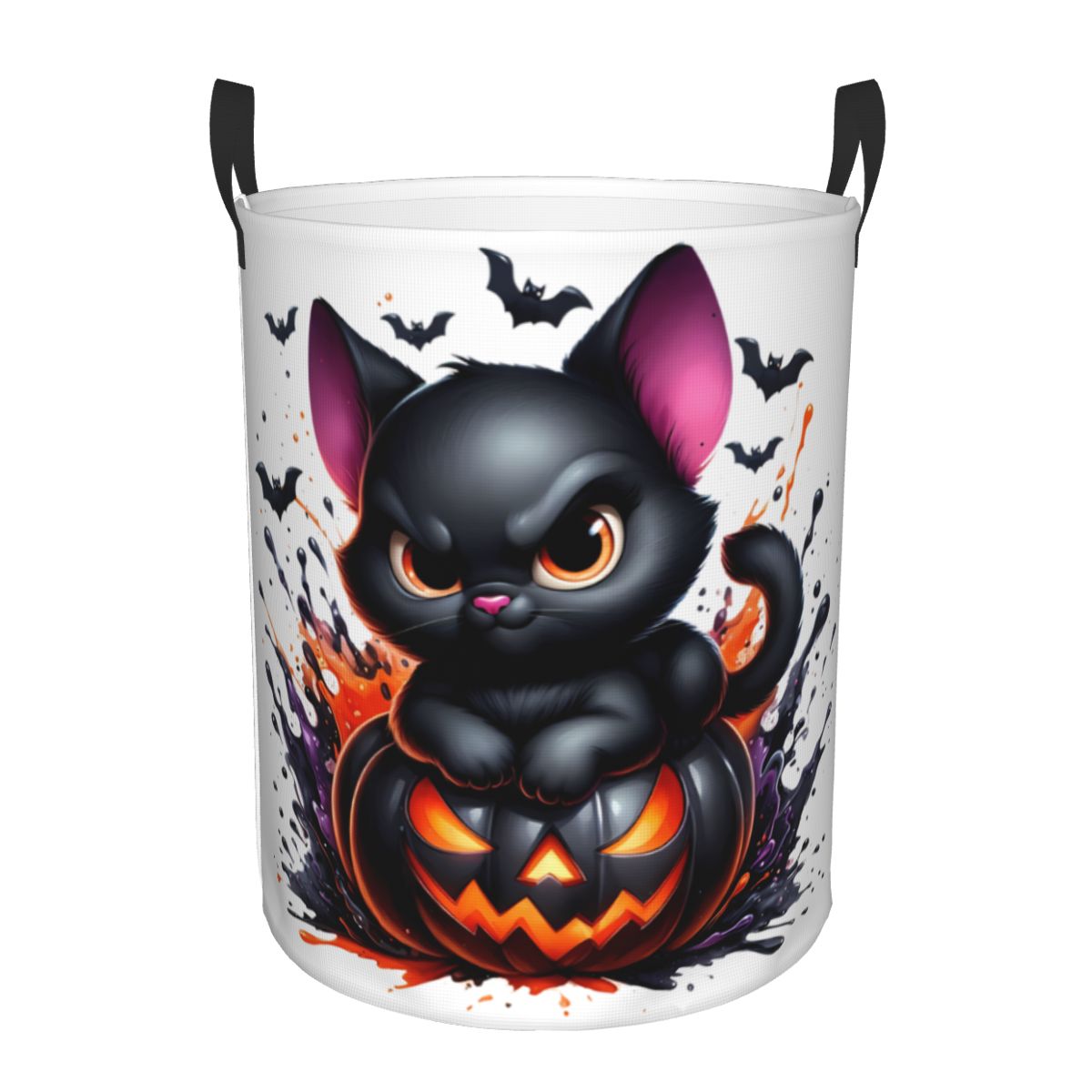 Baby Nursery Laundry Basket - Halloween Zwarte Kat Pompoenen Wasmand Opvouwbare