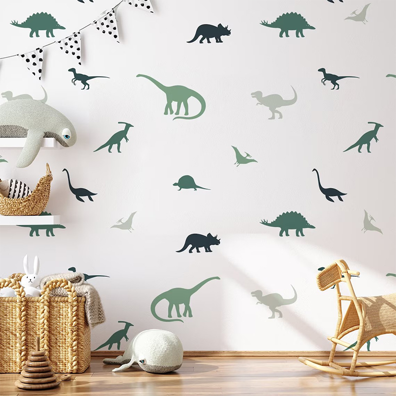 Baby Nursery Set Furniture - Boho Cartoon Dieren Dinosaurussen Muursticker voor