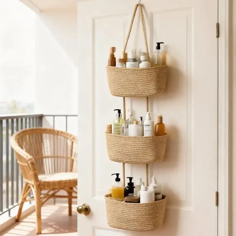 Baby Nursery Laundry Basket - 3-laags geweven katoenen hangende opbergmand voor