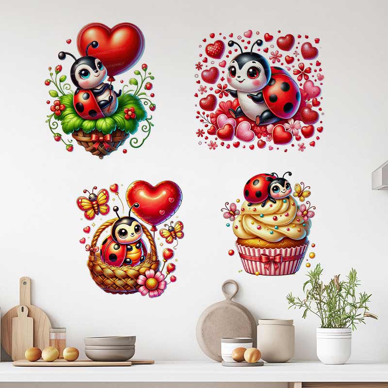 Baby Nursery Murals - Leuke lieveheersbeestje muursticker baby kinderkamer decoratie