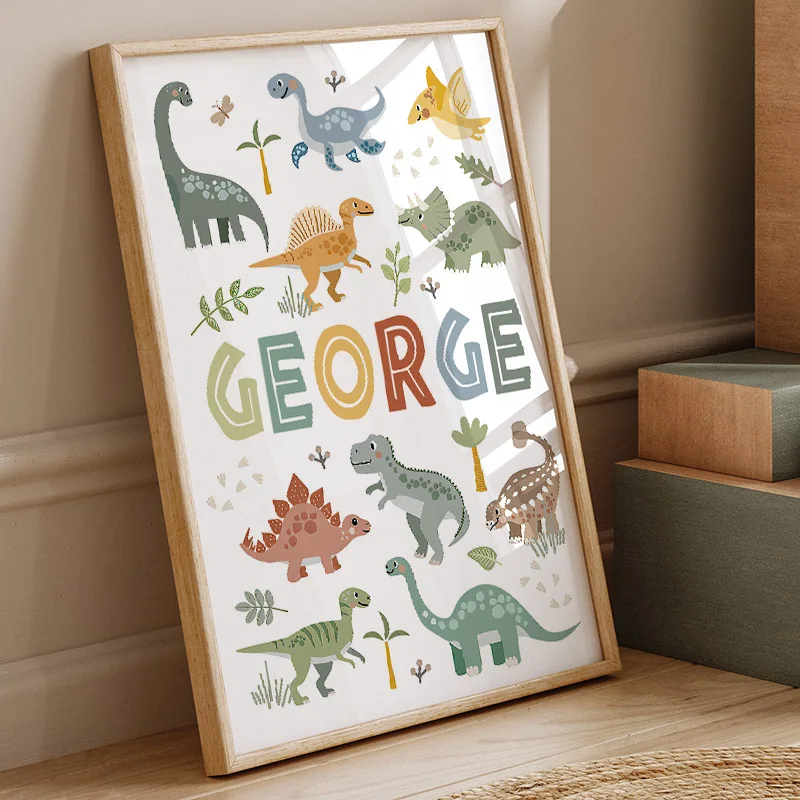 Baby Nursery Pictures - Leuke Dinosaurus T-Rex Brachiosaurus Kinderkamer Muurkunst