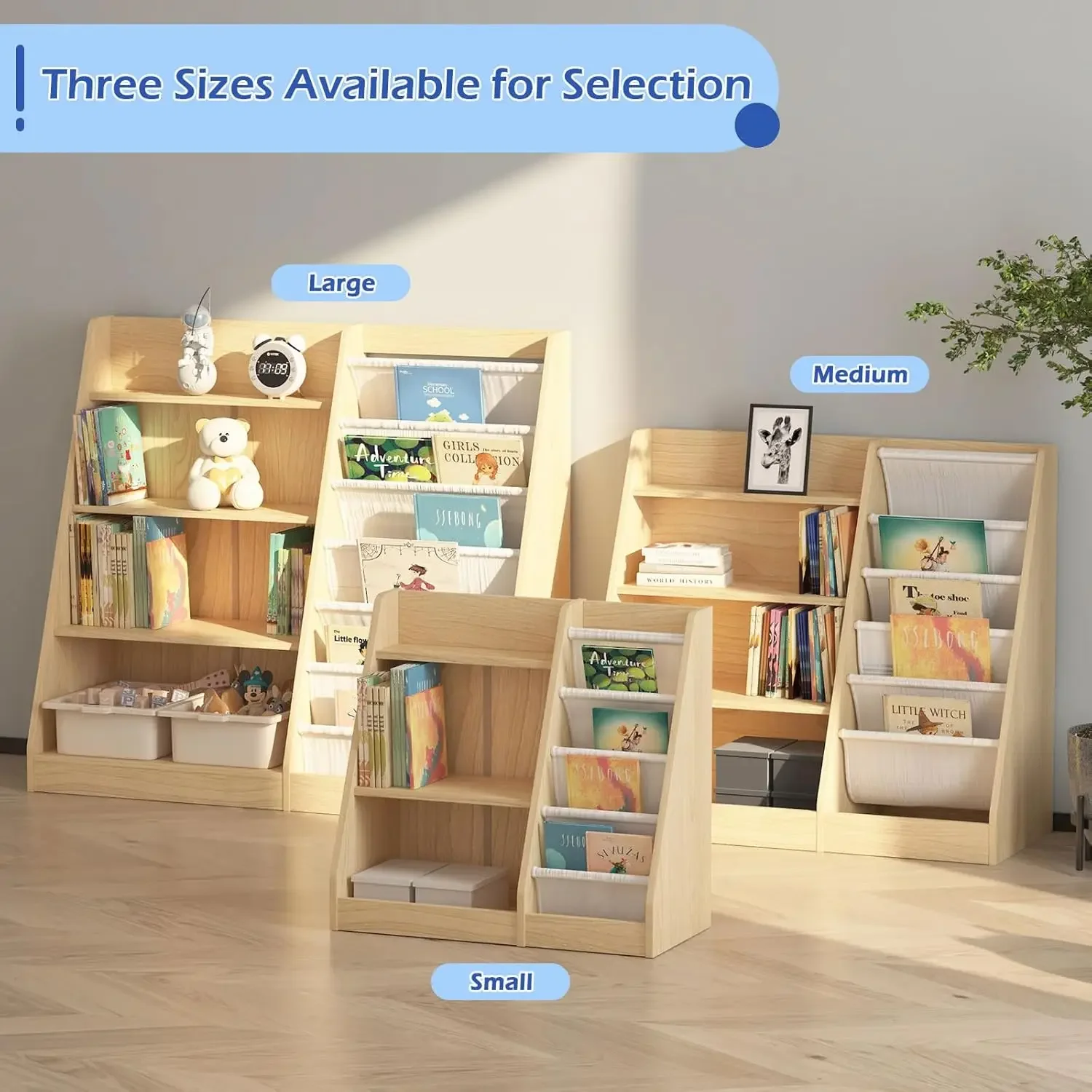 Baby Nursery Bookcase - 4-laags kinderboekenplank baby peuter boekenrek kinderboekenkast