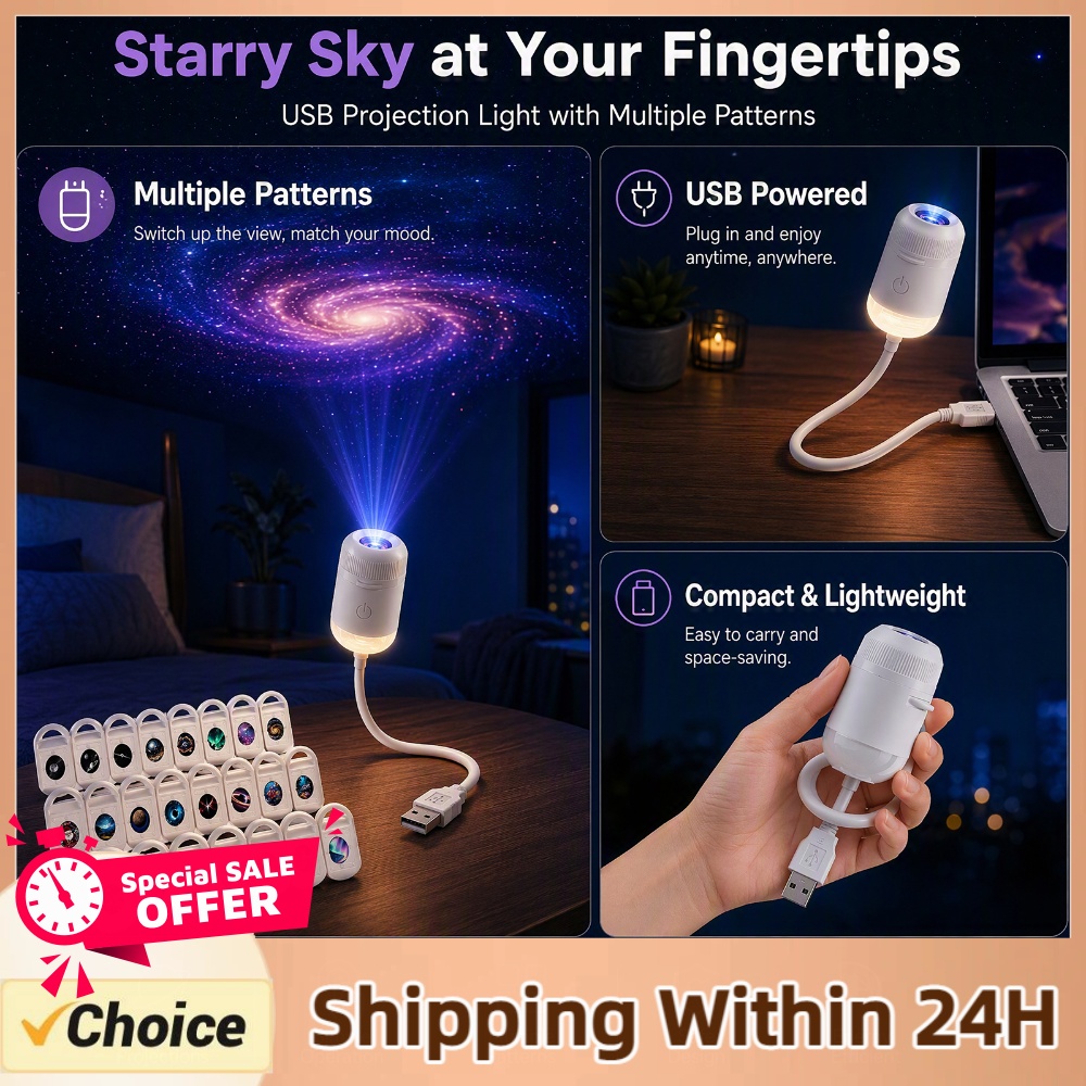 Night Light Projector Stars - USB Sterrenhemel Projectorlamp HD Galaxy Sterren-