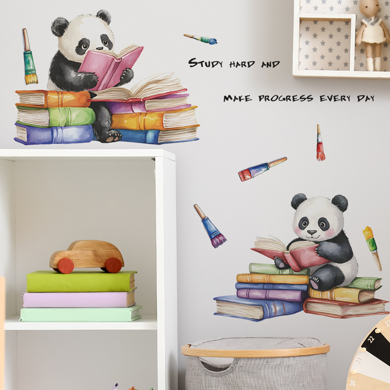Baby Nursery Murals - Studie Lees Schattige Baby Panda 3D