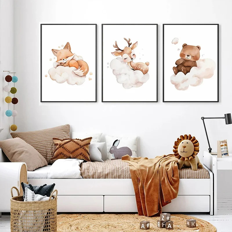 Baby Nursery Murals - Wall Art Leuke Wasbeer Vos Herten