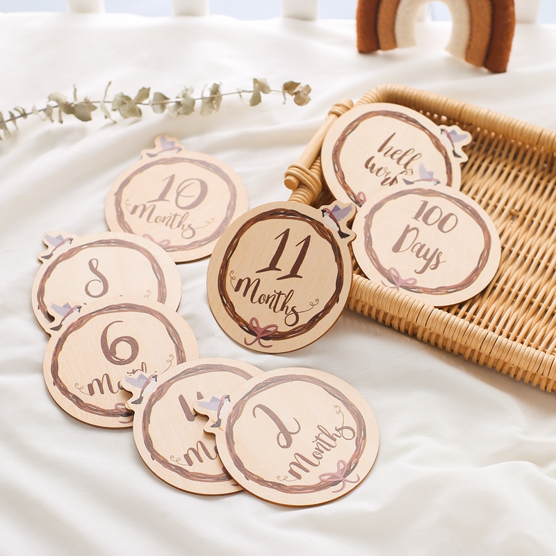 Milestone Card Set - 8 Stuks Houten Baby Milestone Kaarten