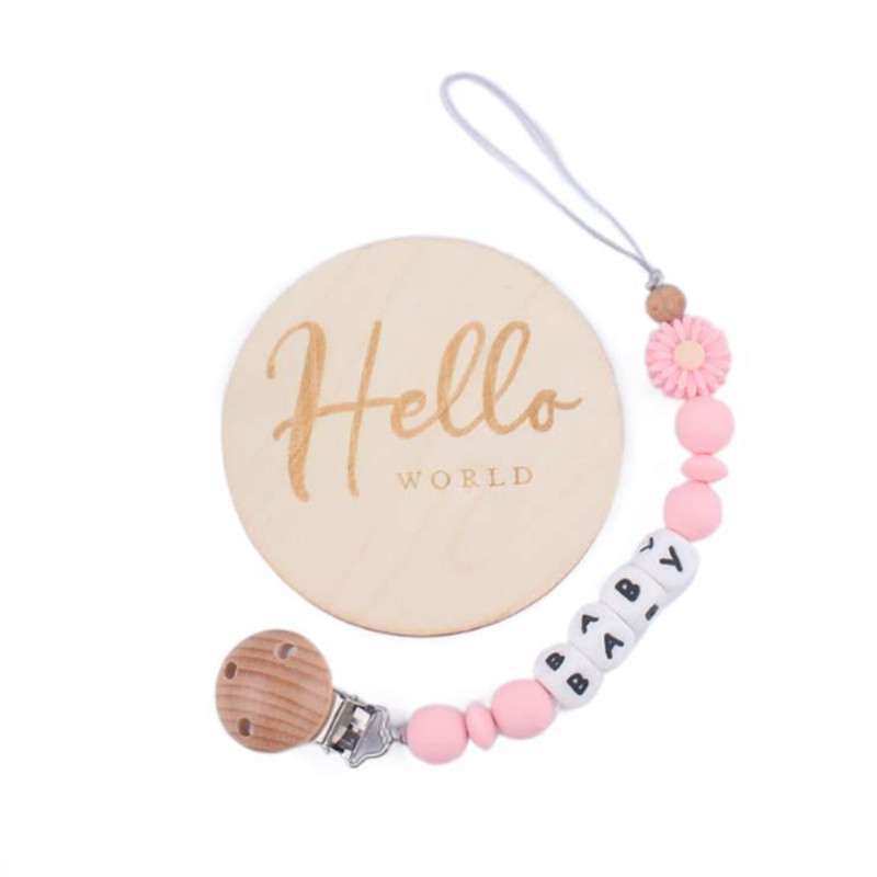 Milestone Card Set - 2 stks/set Gepersonaliseerde Naam Zonnebloem Fopspeen