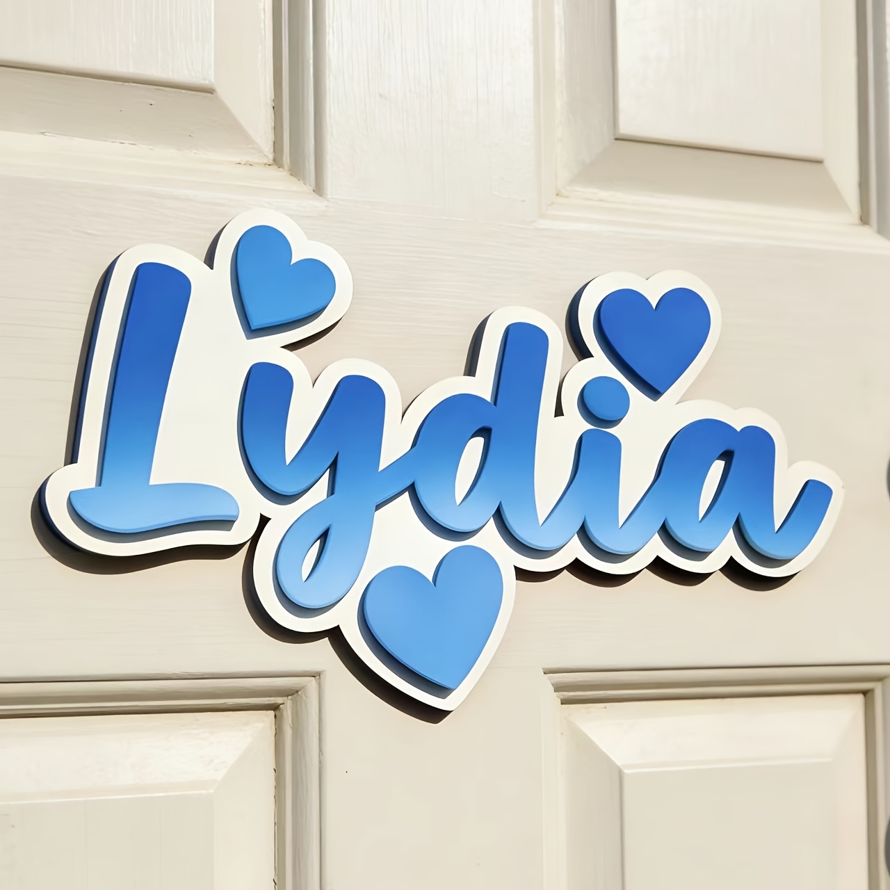 Baby Nursery Decor - Gepersonaliseerd hartvormig naambord met kleurverloop, aanpasbaar