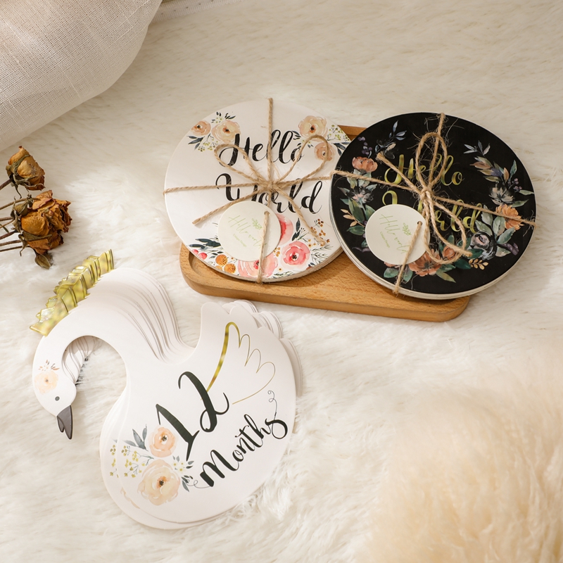 Milestone Card Set - Babynummer mijlpaal maandelijkse herdenkingskaarten houten pasgeboren