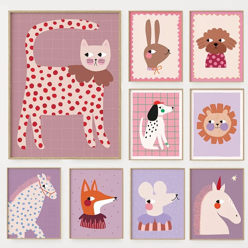 Baby Nursery Pictures - Cartoon schattige dieren illustratie poster hond