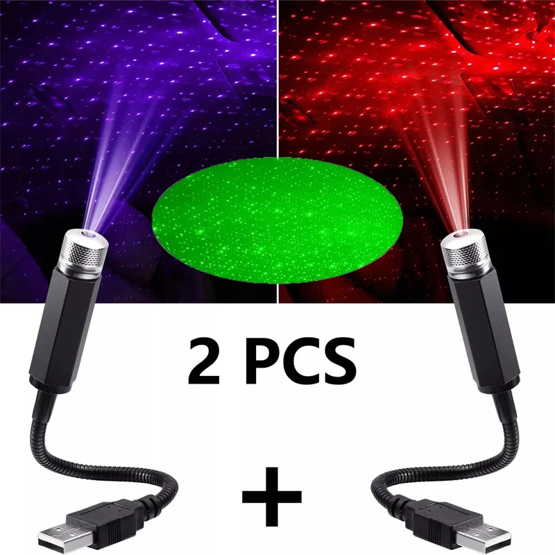 Night Light Projector Stars - Mini Auto LED Ster Nachtlampje Projector