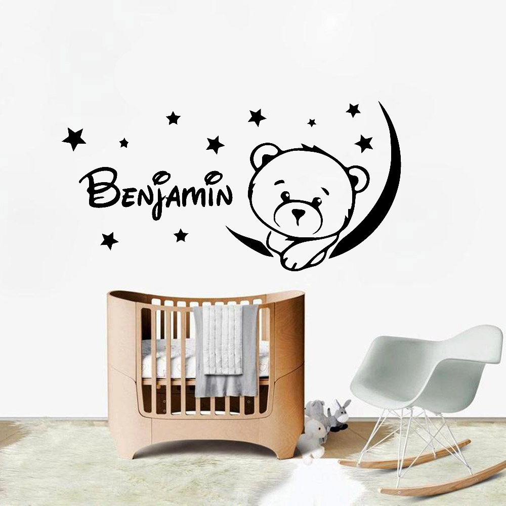 Baby Nursery Set Furniture - Mooie beer muurstickers kinderkamer gepersonaliseerde kindernaam
