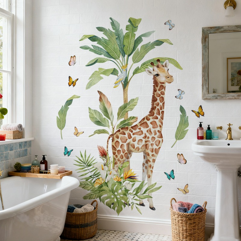 Baby Nursery Murals - Grote bosdier giraffe muursticker voor baby