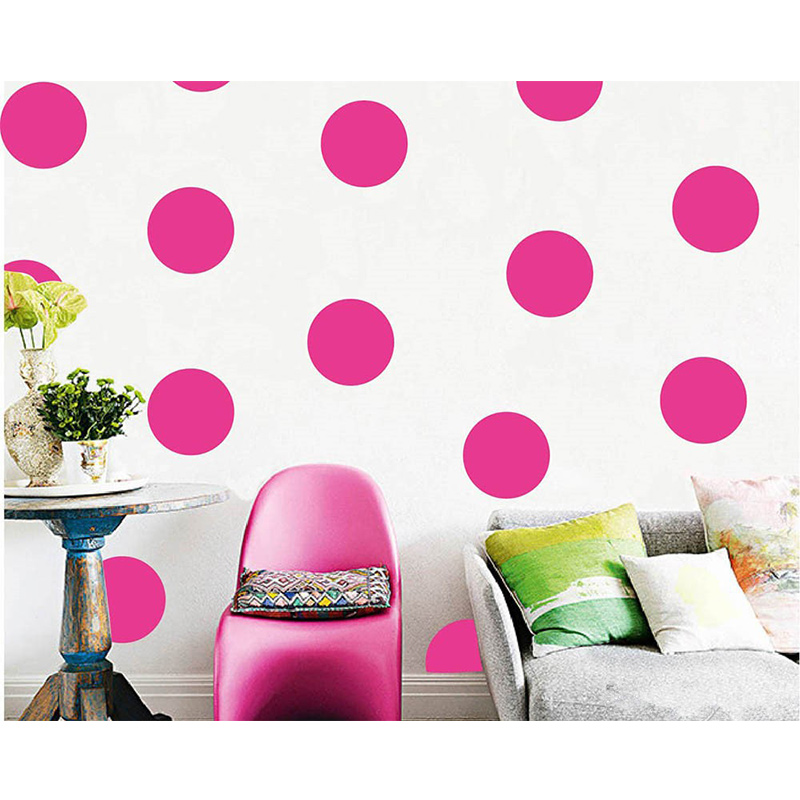 Baby Nursery Yellow Walls - Glanzende roze gele stippen muurstickers cirkels