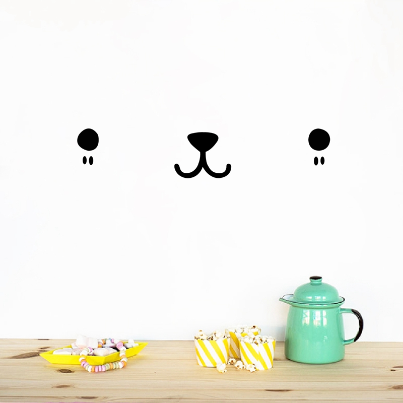Baby Nursery Set Furniture - Leuke Kawaii Gezicht Wall Art Decal