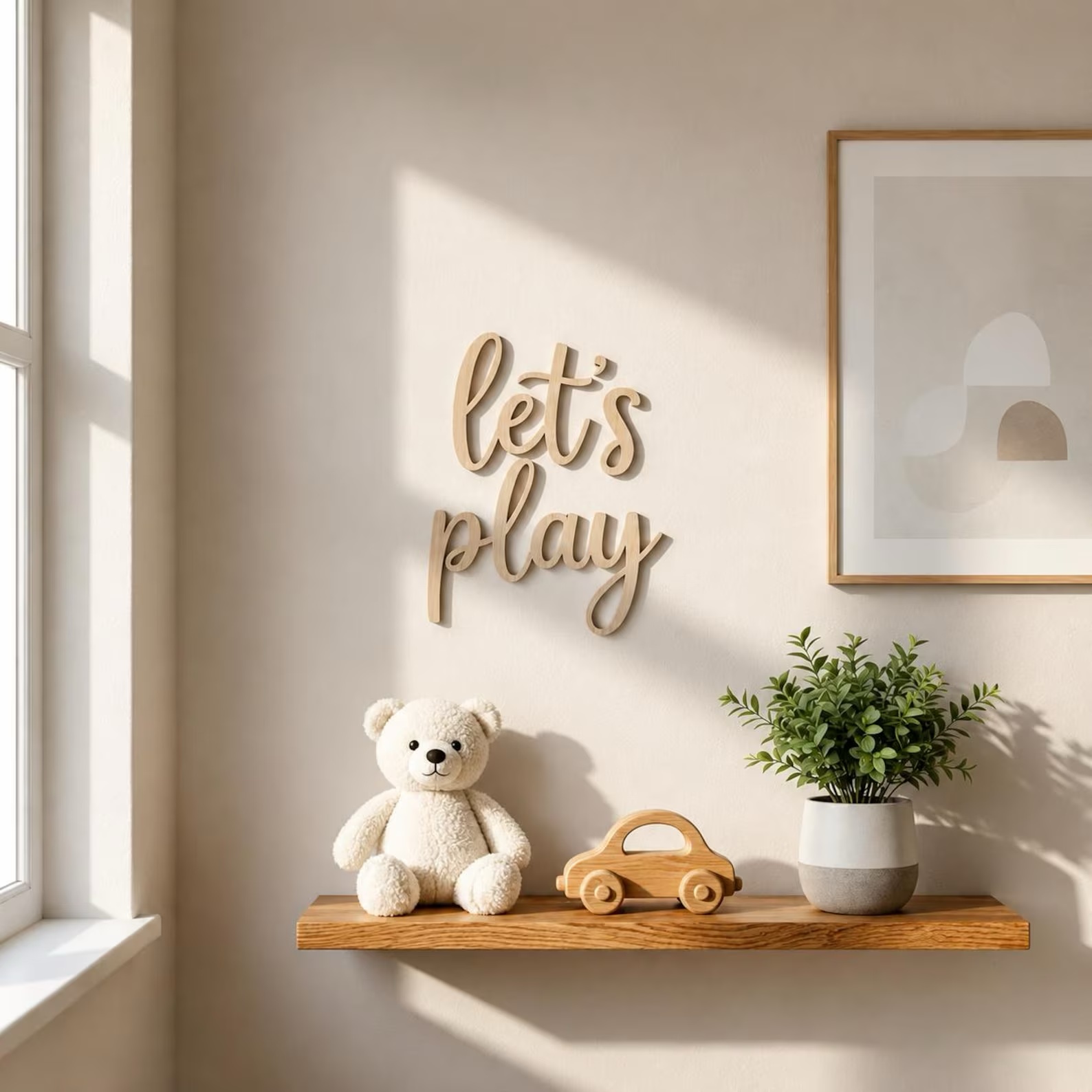 Baby Nursery Pictures - Laten we spelen houten wandbord, speelkamer