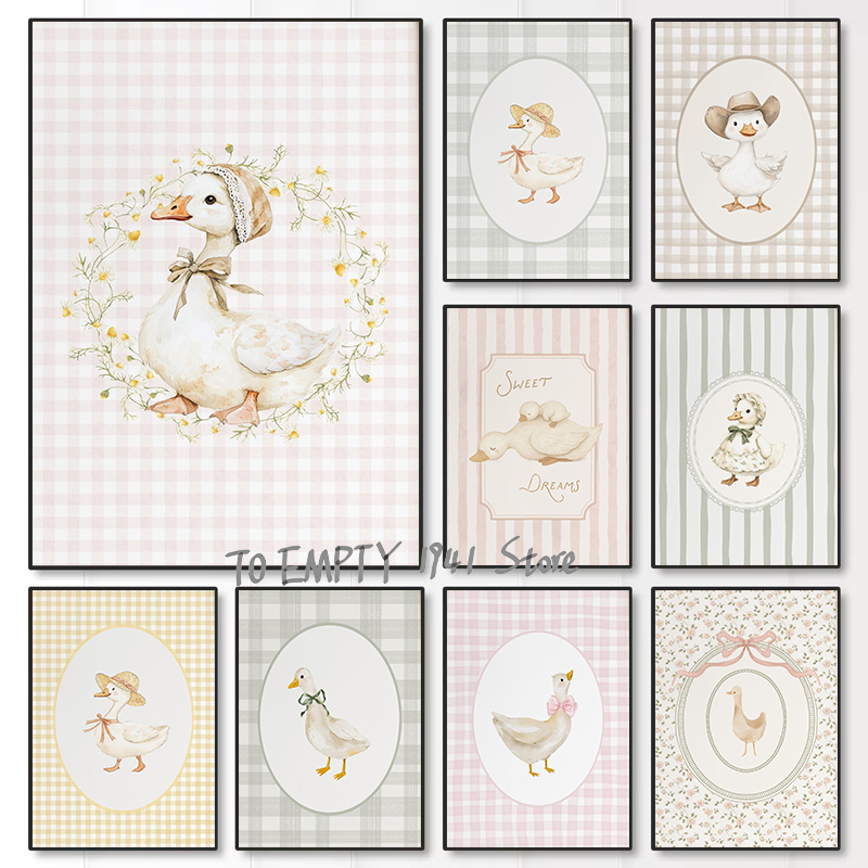 Baby Nursery Pictures - Silly Little Goose Kinderkamer Eend Gingham