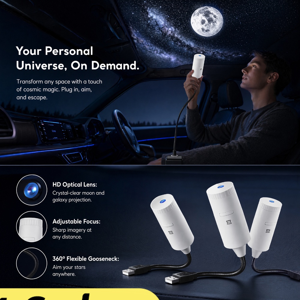 Night Light Projector Stars - Mini Galaxy Sterrenprojector Twee-in-één Nachtlampje Huis
