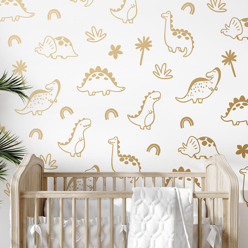 Baby Nursery Set Furniture - Geometrische dinosaurus boom regenboog muursticker jungle