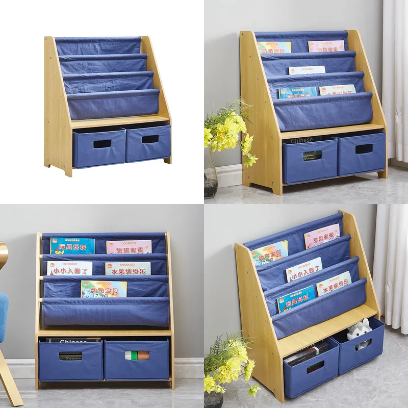 Baby Nursery Unit - Kinderen Canvas Boekenplank Gelaagd Opbergrek voor