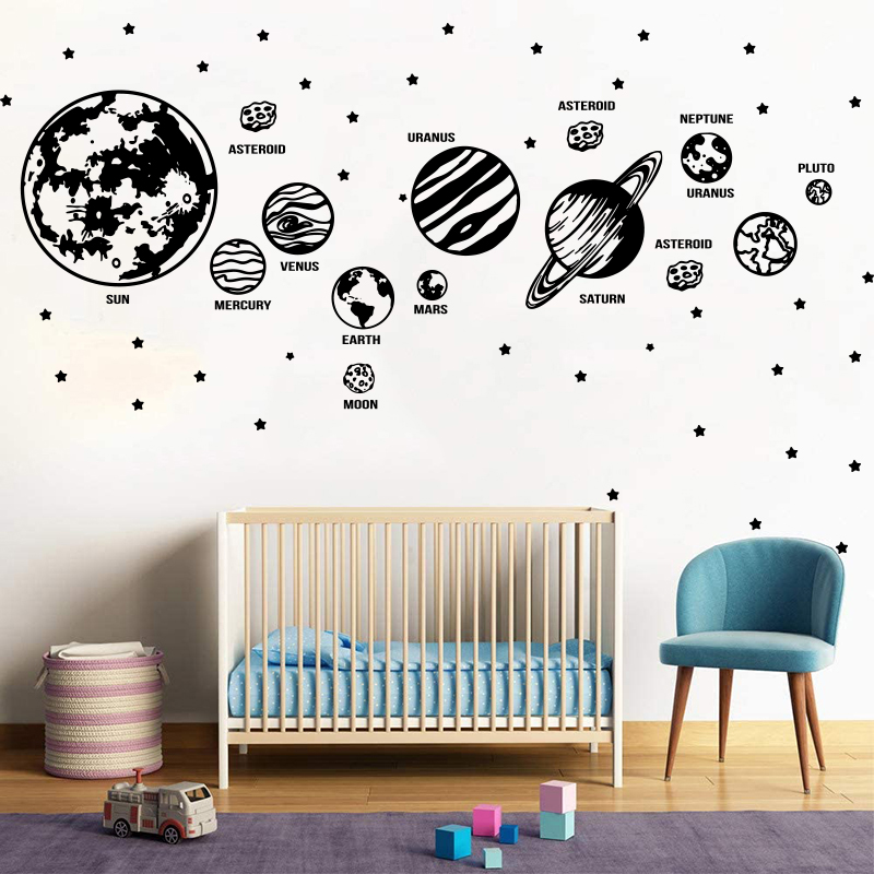 Baby Nursery Set Furniture - Grote Planeten Zonnestelsel Ruimte Ster Astronomie