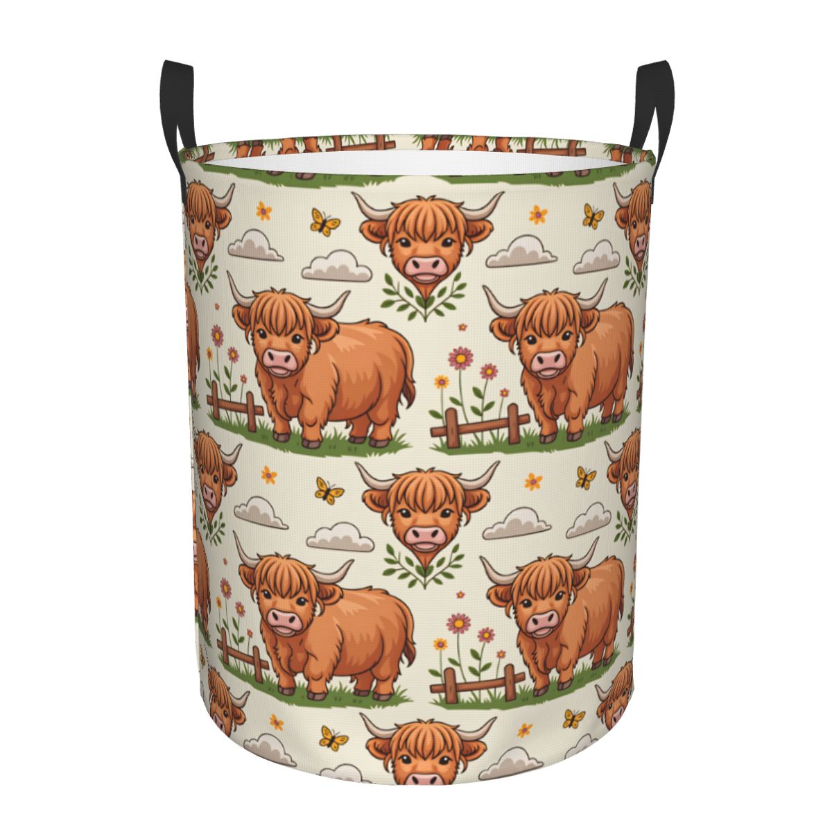 Baby Nursery Laundry Basket - Cartoon Highland Cows wasmand opvouwbare babymand