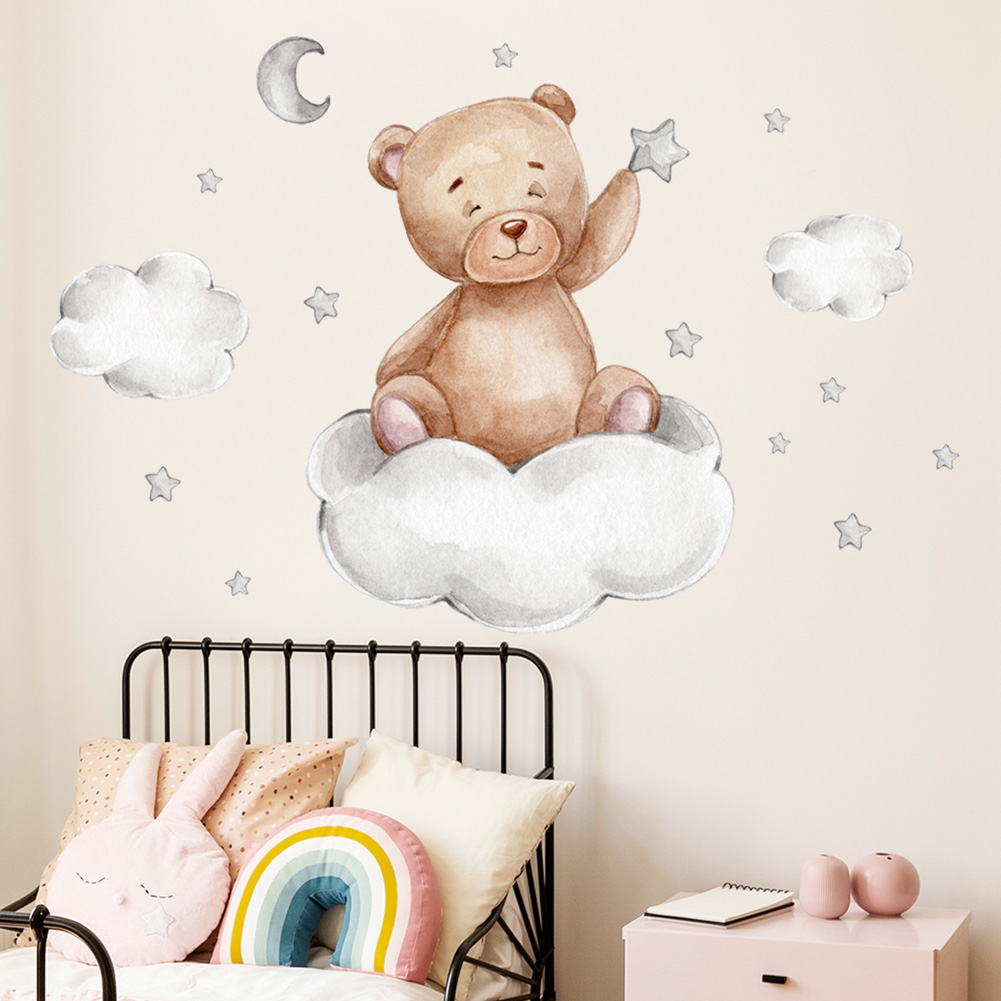 Baby Nursery Murals - Beer Maan Wolken Sterren Muurstickers Voor