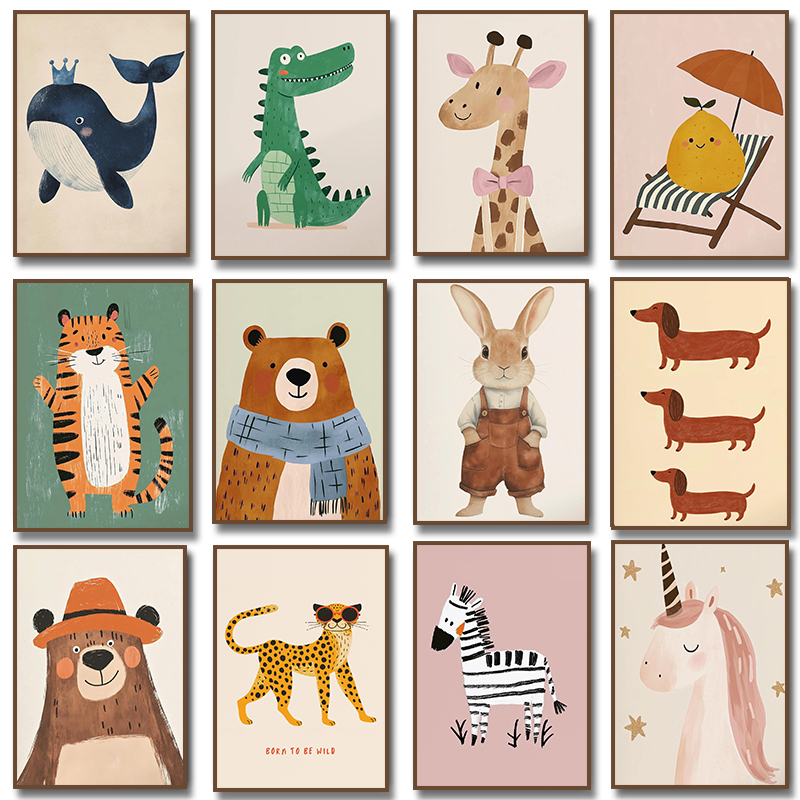 Schattige dierenillustratie po - Baby Nursery Pictures recensie en prijs