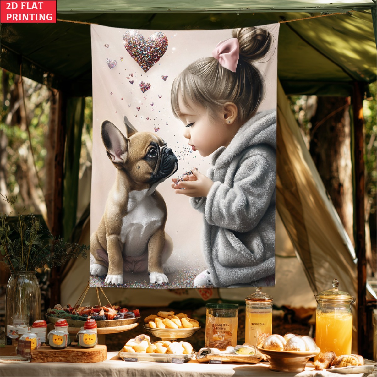 Meisje met Franse bulldog pupp - Baby Nursery Girl Room recensie en prijs