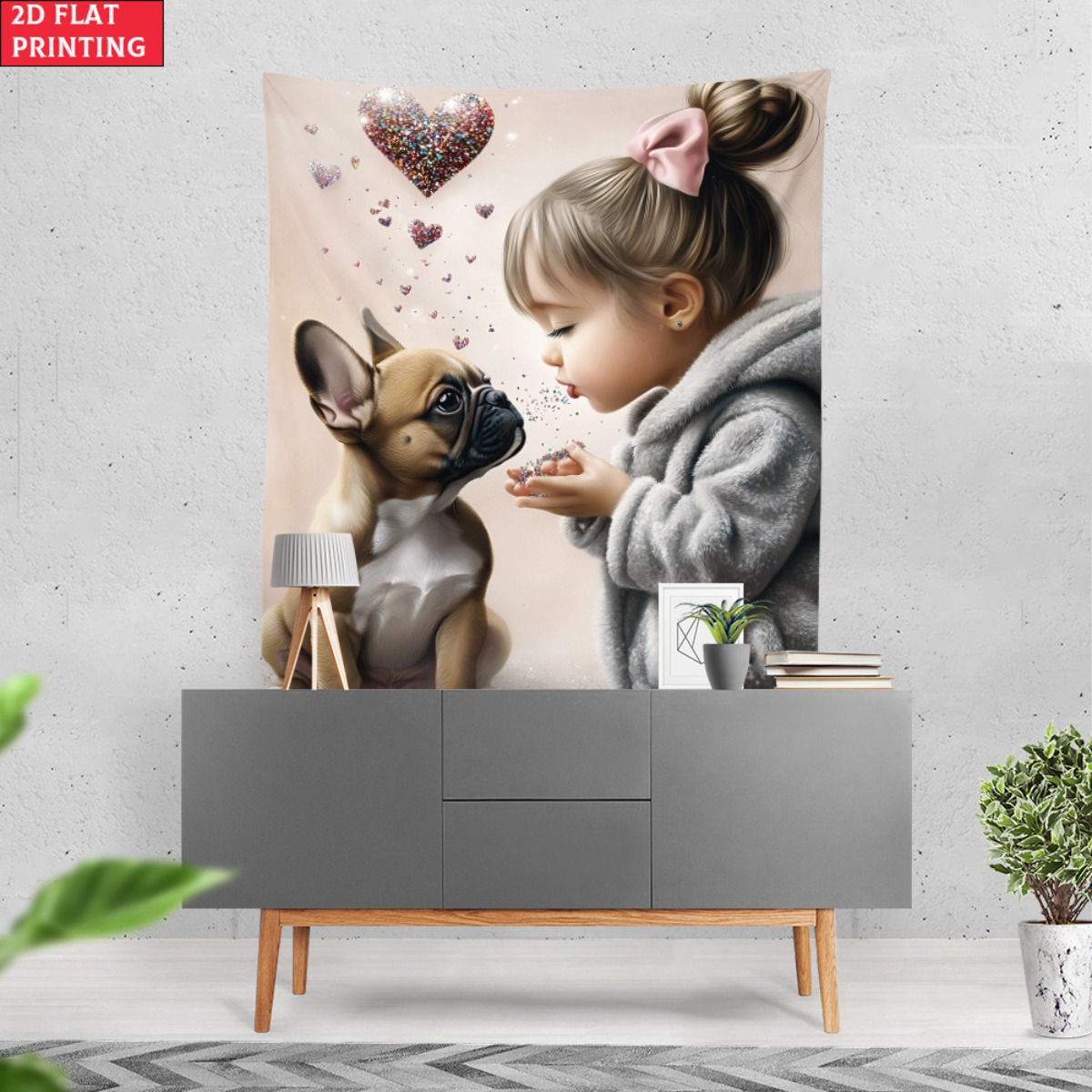 Meisje met Franse bulldog pupp - Baby Nursery Girl Room recensie en prijs