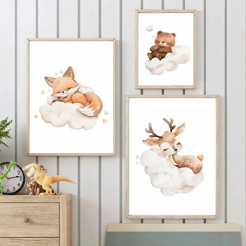 Cartoon Cloud Animal Canvas Sc - Baby Nursery Murals recensie en prijs