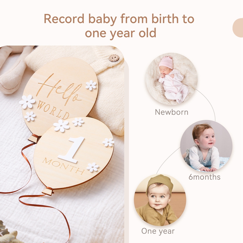 2 stuks baby houten ballon mij - Milestone Card Set recensie en prijs