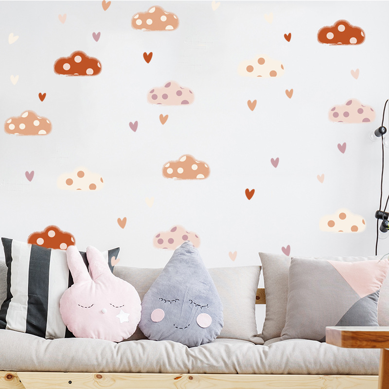 Boho stijl wolken hartvorm muu - Baby Nursery Murals recensie en prijs