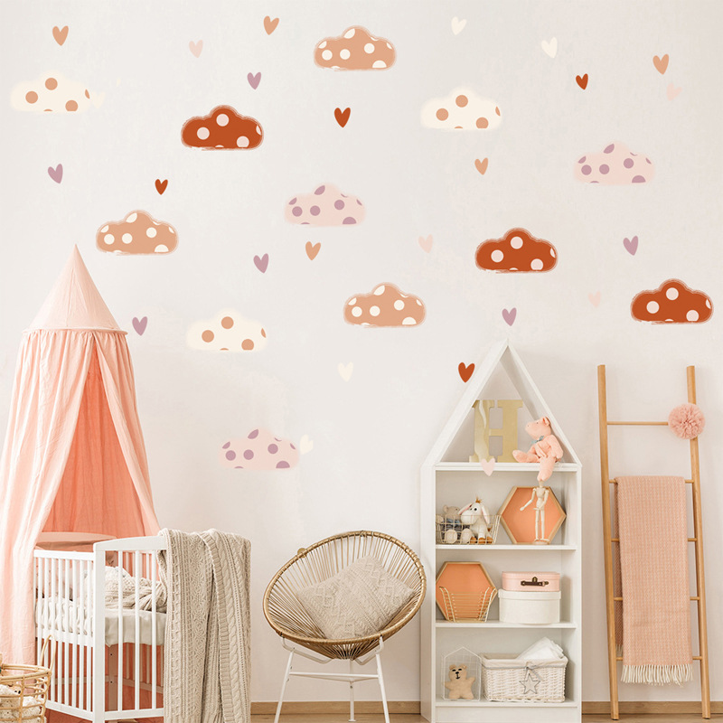 Boho stijl wolken hartvorm muu - Baby Nursery Murals recensie en prijs