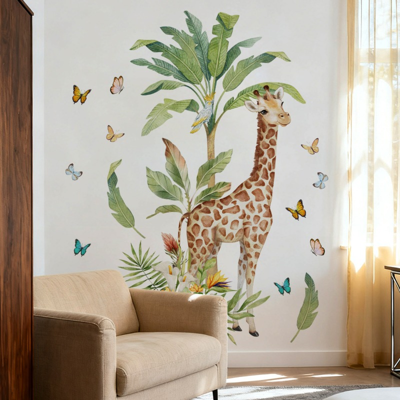 Grote bosdier giraffe muurstic - Baby Nursery Murals recensie en prijs