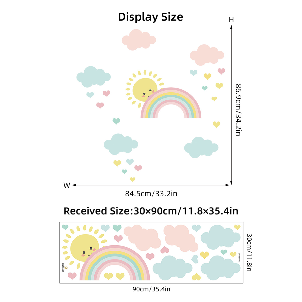 Cartoon Zon Regenboog Wolken M - Baby Nursery Murals recensie en prijs