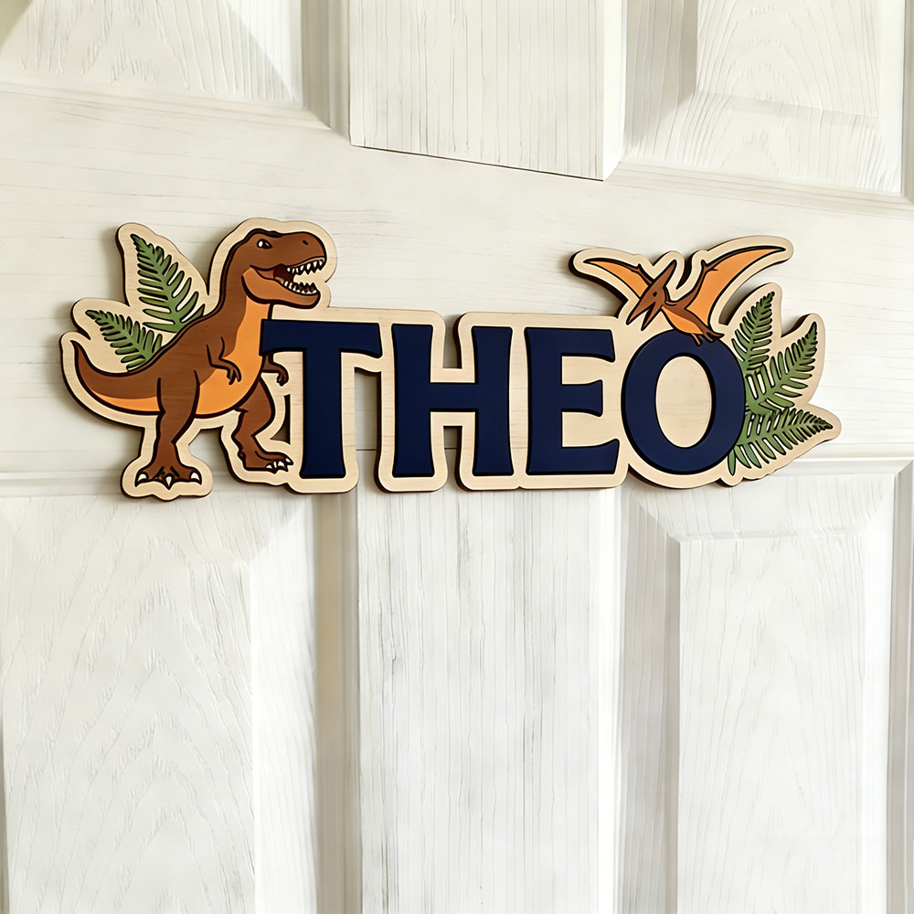 Gepersonaliseerd dinosaurusnaa - Baby Nursery Decor recensie en prijs