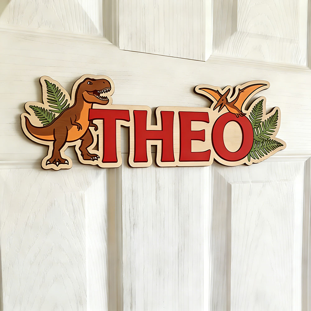 Gepersonaliseerd dinosaurusnaa - Baby Nursery Decor recensie en prijs