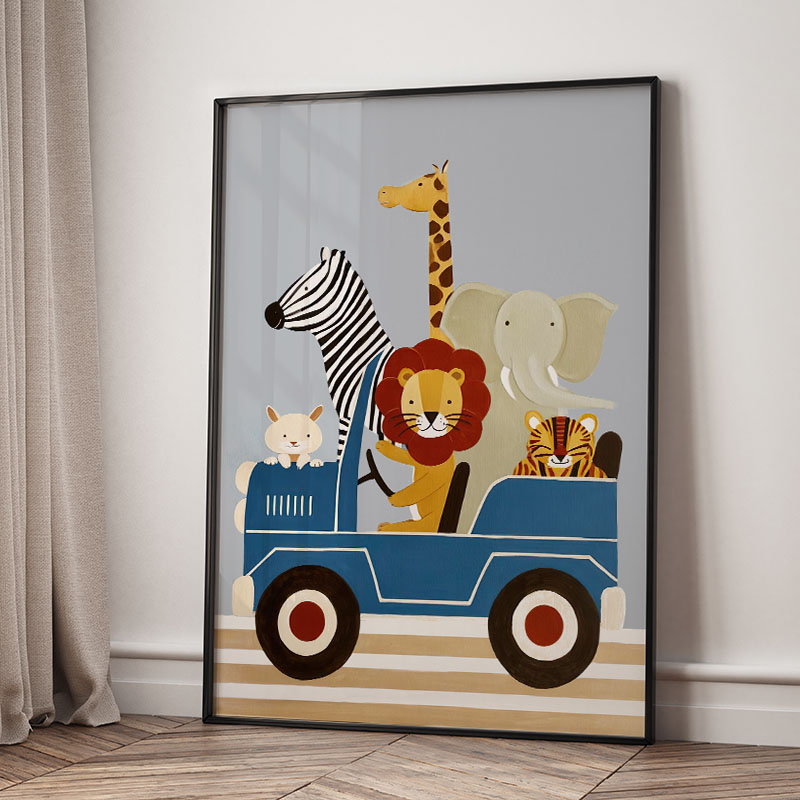 Grappige cartoon dieren auto b - Baby Nursery Pictures recensie en prijs