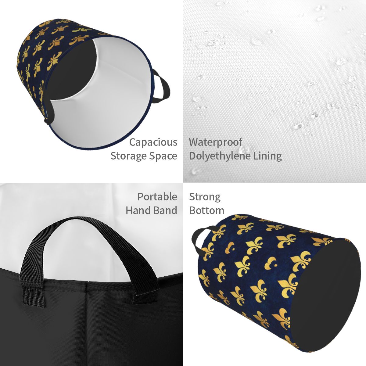 Royal Gold Blue Grunge Fleur D - Baby Nursery Laundry Basket recensie en prijs