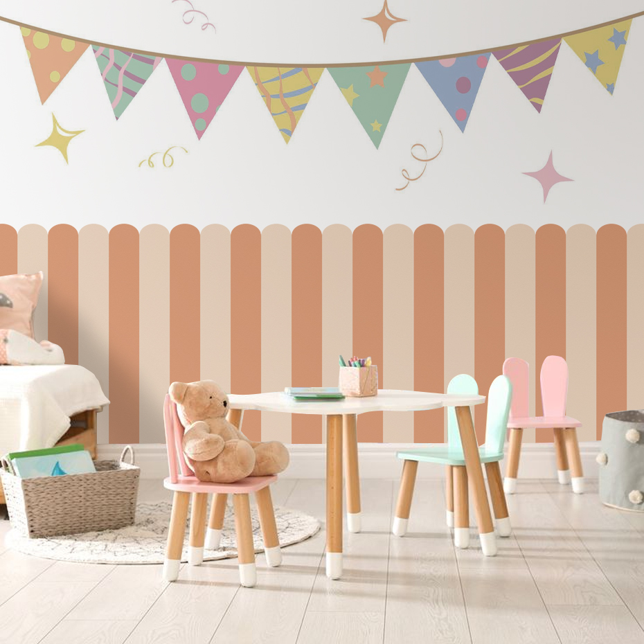 Veelkleurig verticaal gestreep - Baby Nursery Pictures recensie en prijs