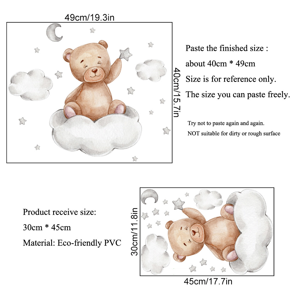 Beer Maan Wolken Sterren Muurs - Baby Nursery Murals recensie en prijs