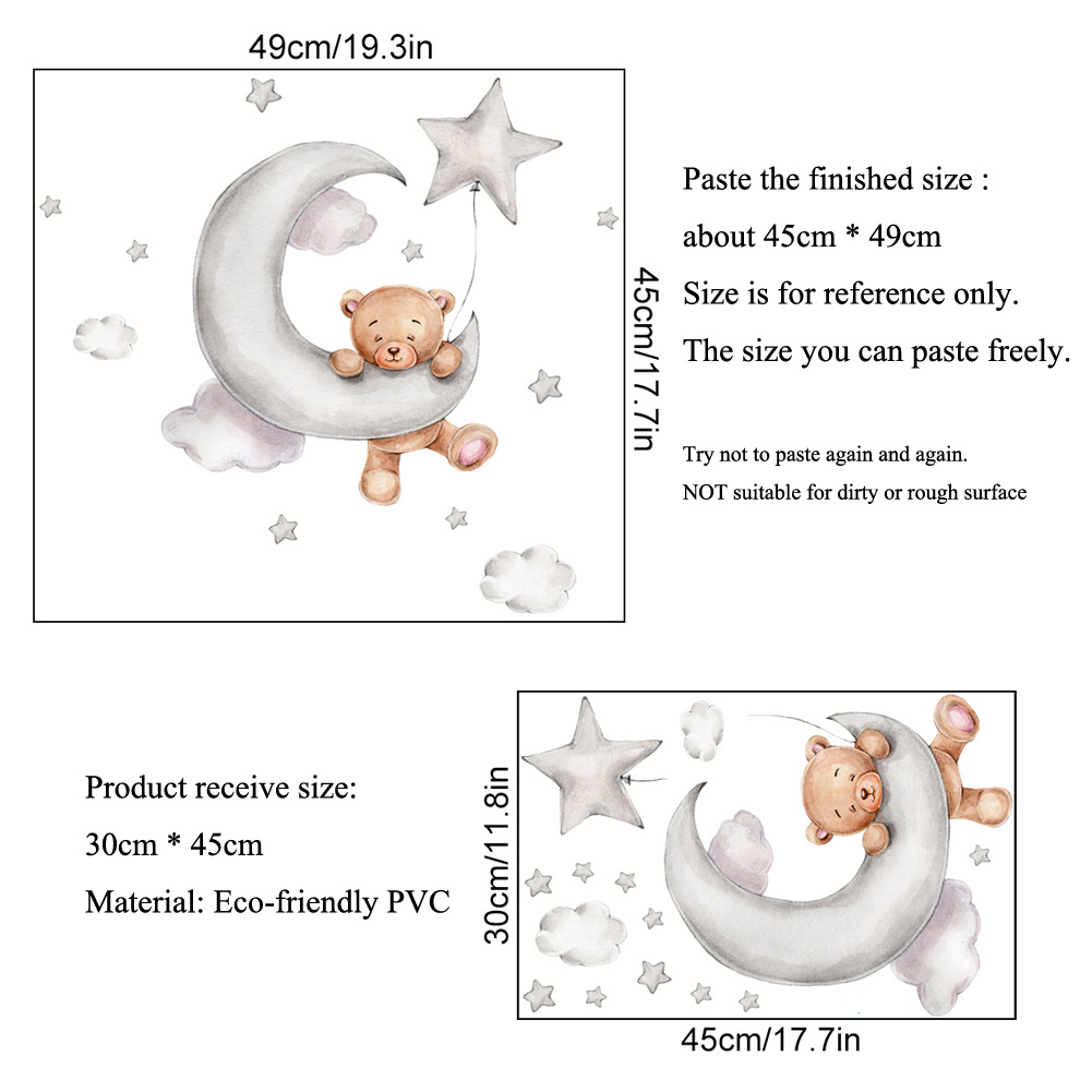 Beer Maan Wolken Sterren Muurs - Baby Nursery Murals recensie en prijs