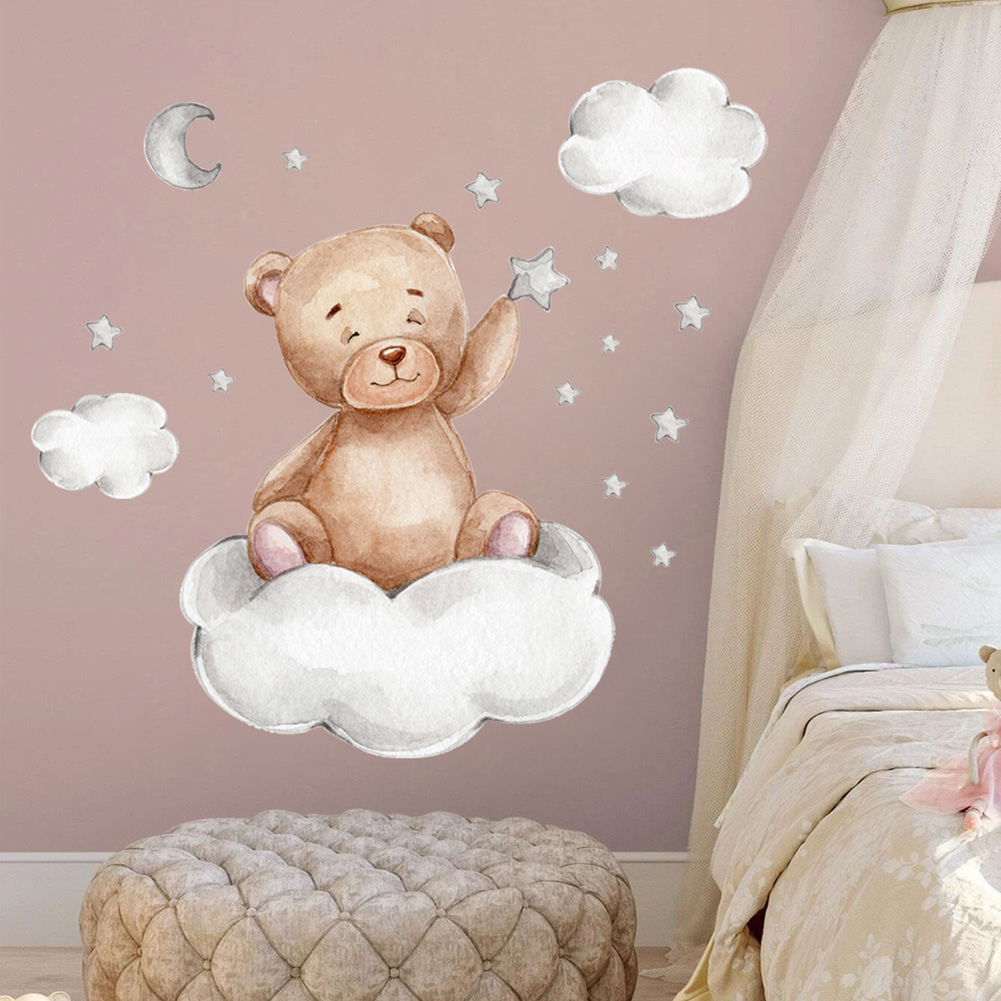 Beer Maan Wolken Sterren Muurs - Baby Nursery Murals recensie en prijs